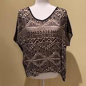 Patterned Shirt. See Through Back.